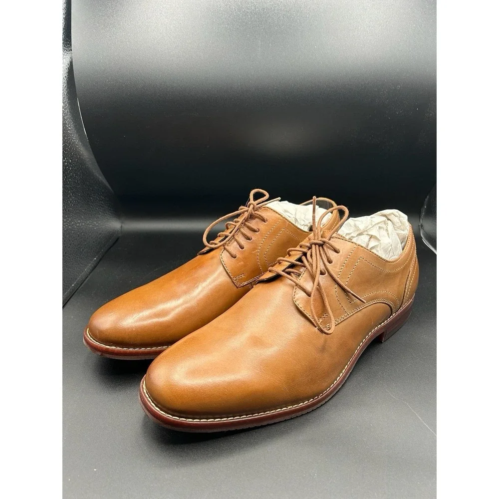 Rockport Men's 11.5 Wide Brown Leather Dress Derby Oxford Shoes Wedding Office